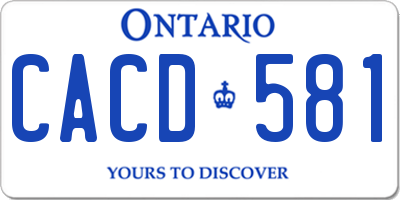 ON license plate CACD581