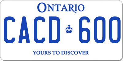 ON license plate CACD600