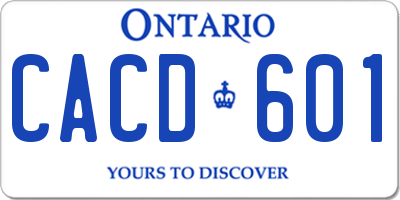 ON license plate CACD601