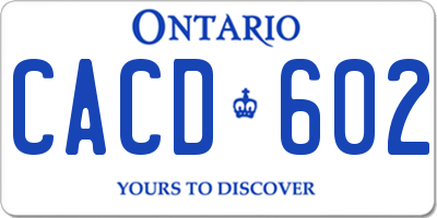 ON license plate CACD602