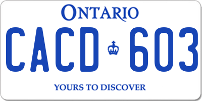 ON license plate CACD603