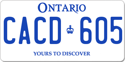 ON license plate CACD605