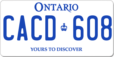 ON license plate CACD608