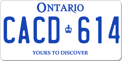 ON license plate CACD614