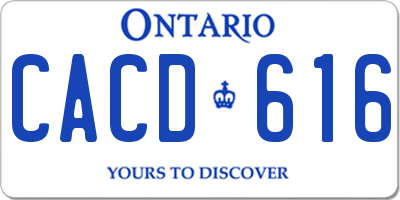 ON license plate CACD616