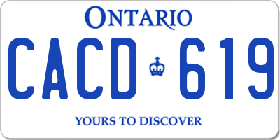 ON license plate CACD619