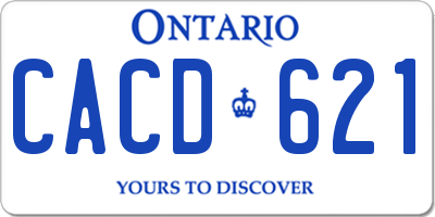 ON license plate CACD621