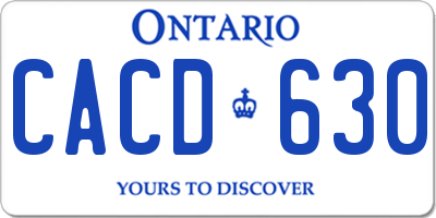 ON license plate CACD630