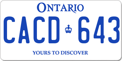 ON license plate CACD643