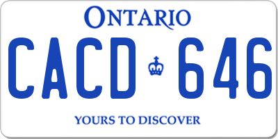 ON license plate CACD646