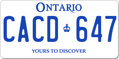 ON license plate CACD647