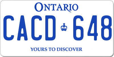 ON license plate CACD648