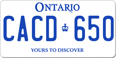 ON license plate CACD650