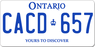 ON license plate CACD657