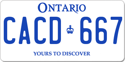 ON license plate CACD667