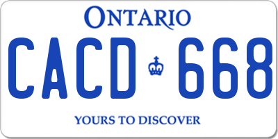 ON license plate CACD668