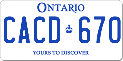 ON license plate CACD670