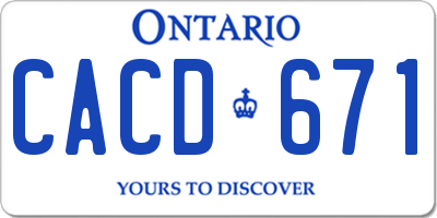 ON license plate CACD671