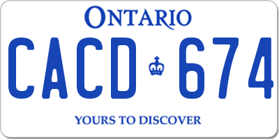 ON license plate CACD674