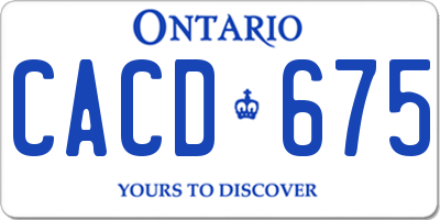 ON license plate CACD675