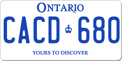 ON license plate CACD680