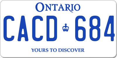 ON license plate CACD684