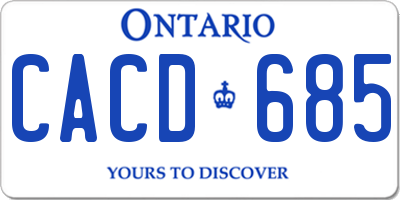 ON license plate CACD685