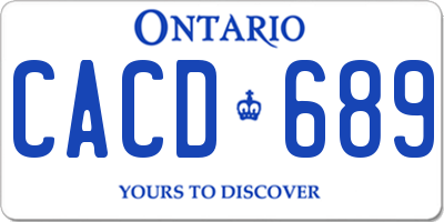 ON license plate CACD689