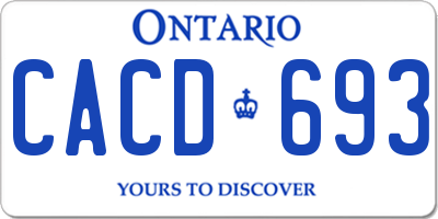 ON license plate CACD693