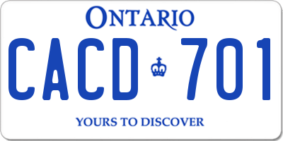 ON license plate CACD701