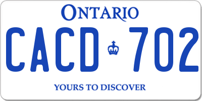 ON license plate CACD702