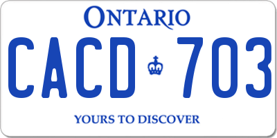 ON license plate CACD703