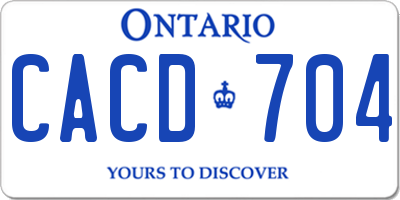 ON license plate CACD704