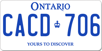 ON license plate CACD706