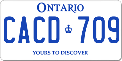 ON license plate CACD709