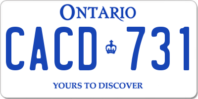 ON license plate CACD731