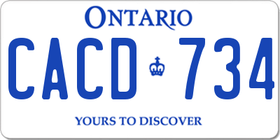 ON license plate CACD734