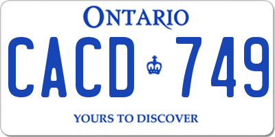 ON license plate CACD749