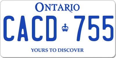 ON license plate CACD755