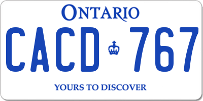 ON license plate CACD767