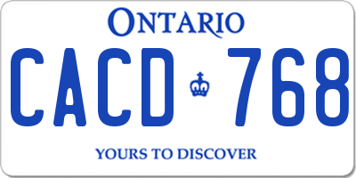 ON license plate CACD768