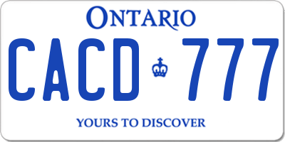 ON license plate CACD777