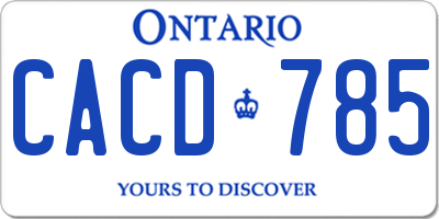 ON license plate CACD785