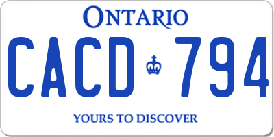 ON license plate CACD794