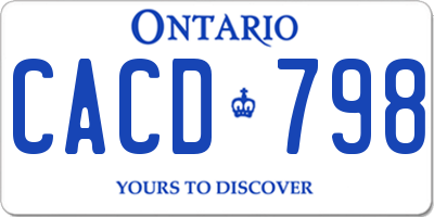 ON license plate CACD798