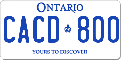 ON license plate CACD800