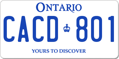 ON license plate CACD801