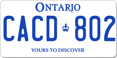 ON license plate CACD802