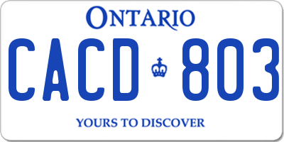 ON license plate CACD803