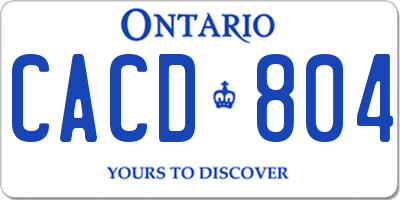 ON license plate CACD804